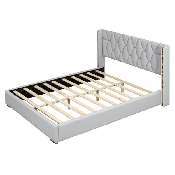 その他 BIG HIME LIMITED WHITE GOLD ver Homfa Full Size Leather Bed Frame, Adjustable Headboard