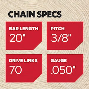 E70 Chainsaw Chain for 20in. Bar, Fits Echo, McCulloch, Homelite, Makita, Skil and others