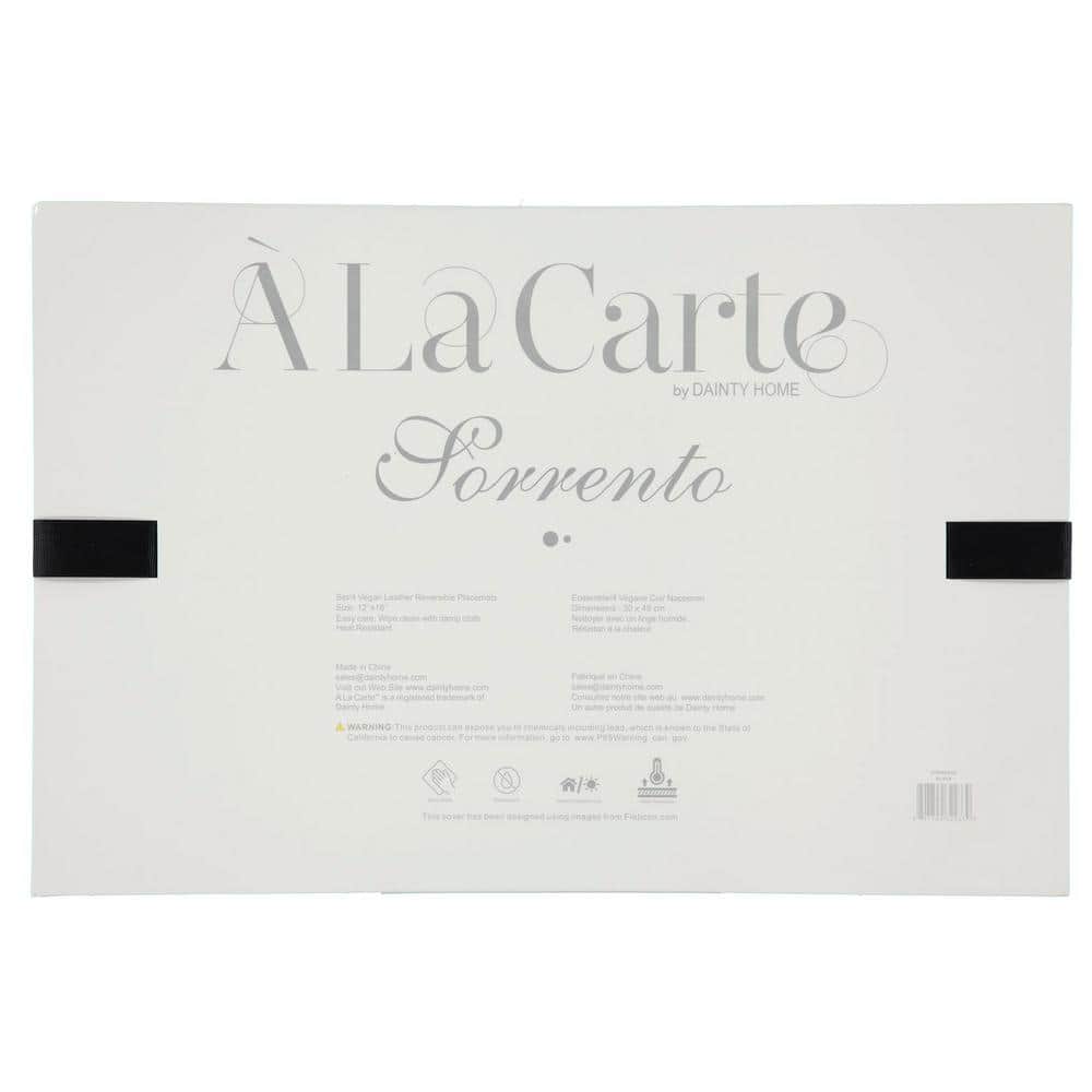 Black Faux Leather Reversible Rectangular Placemat Set of 4