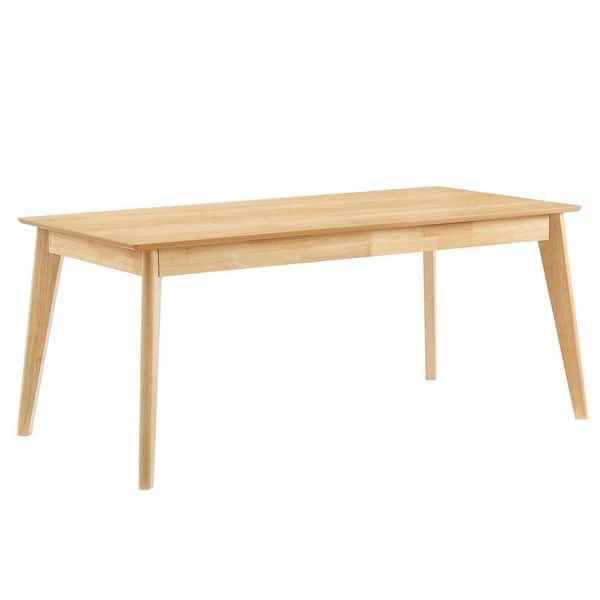 MODWAY Oracle Oak Rubber Wood 69 in. in 4 Legs Dining Table for 8 Seats