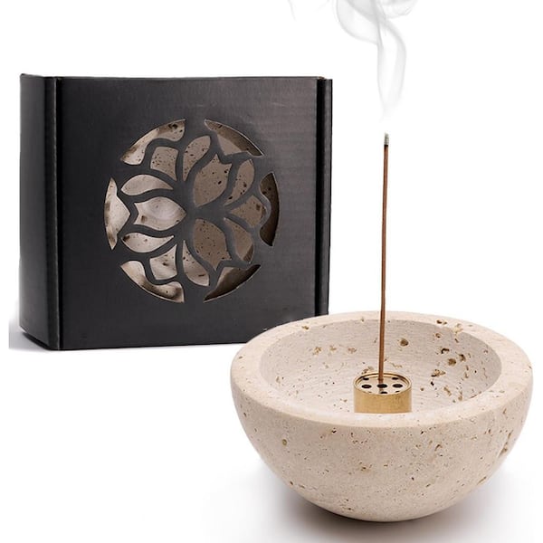 Afoxsos Handcrafted Limestone Incense Burner and Ash Catcher for