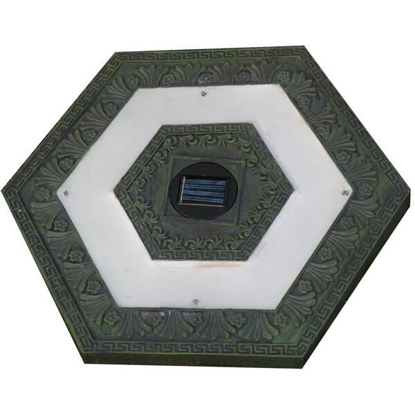 HomeBrite Solar 4-Light Solar Green Outdoor LED Hexagon Stepping Stone Light (3-Pack)