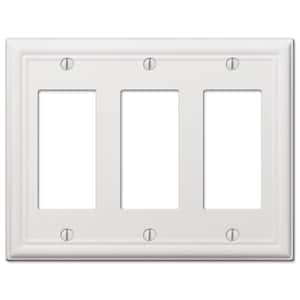 Ascher 3-Gang White Decorator/Rocker Stamped Steel Wall Plate