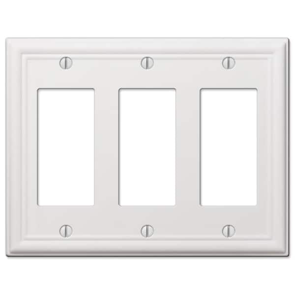 AMERELLE Ascher 3-Gang White Decorator/Rocker Stamped Steel Wall Plate ...