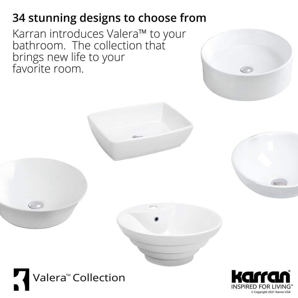 Valera 19" White Ceramic Rectangular Vessel Bathroom Sink