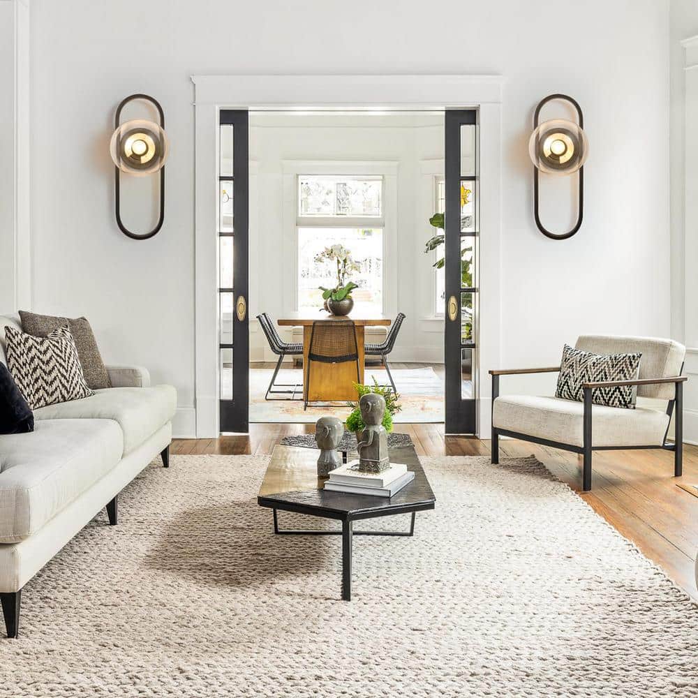 Matte Black Globe Glass Shade Wall Sconce Set