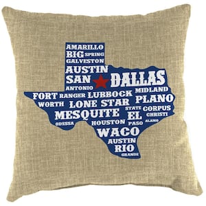 16 in. L x 16 in. W x 4 in. T Square Outdoor Throw Pillow in Texas Beige