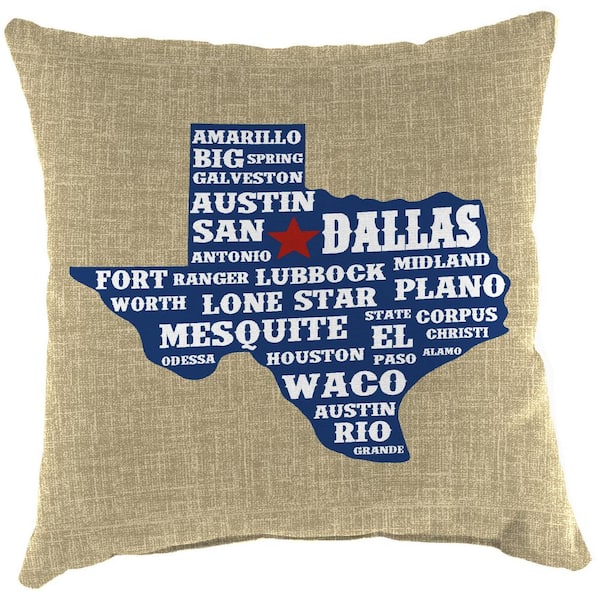 Jordan Manufacturing 16 in. L x 16 in. W x 4 in. T Square Outdoor Throw Pillow in Texas Beige