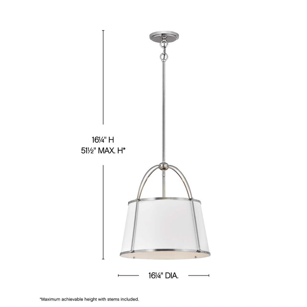 Clarke 16'' Transitional Drum Pendant in Polished Nickel