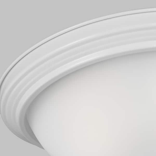 Generation Lighting - Geary 12.5 in. 2-Light White Ceiling Flush Mount with Satin Etched Glass