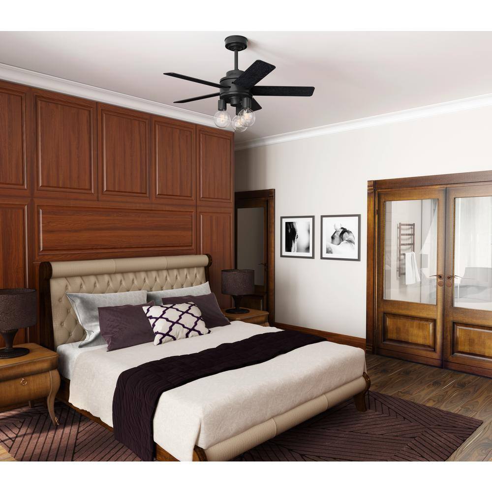 Matte Black 44" Ceiling Fan with LED Light and Remote Control