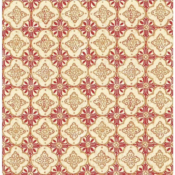 A-Street Prints Geo Red Quatrefoil Paper Strippable Roll Wallpaper (Covers 56.4 sq. ft.)