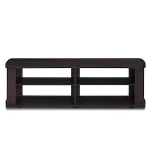 THE 43 in. Dark Walnut Particle Board TV Stand Fits TVs Up to 42 in. with Open Storage