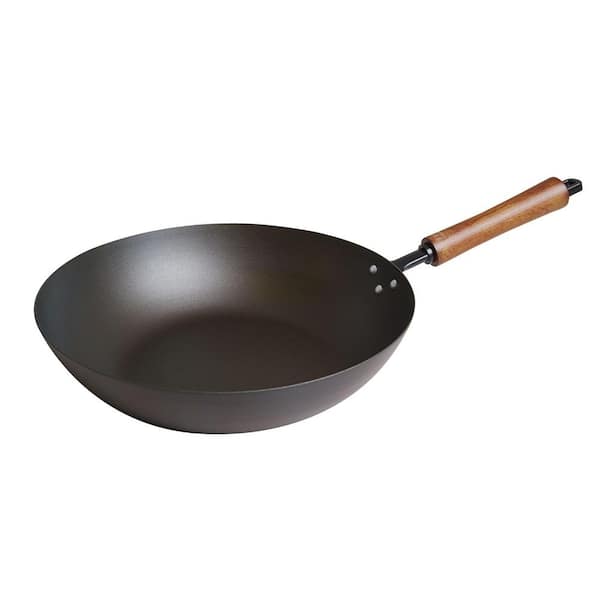 Classic Series 12 in Carbon Steel Preseasoned Stir Fry Pan with Beech Wood Handles