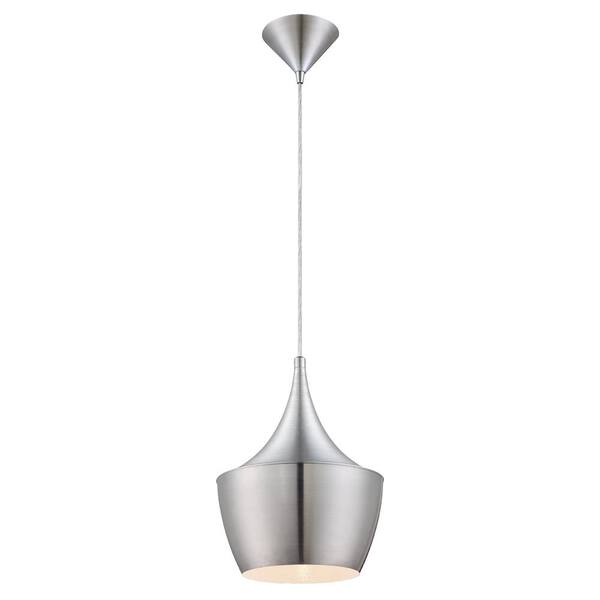 Home Decorators Collection 1-Light Brushed Aluminum Pendant with Metal Shade