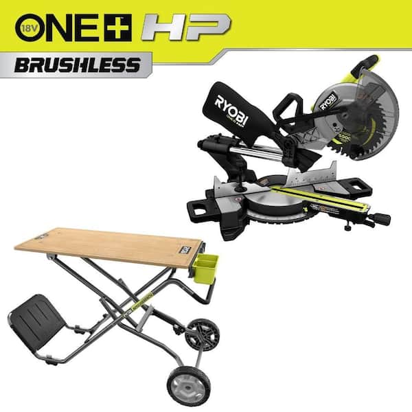 ONE+ HP 18V Brushless Cordless 10 in. Sliding Compound Miter Saw (Tool Only) with SPEED BENCH Mobile Workstation