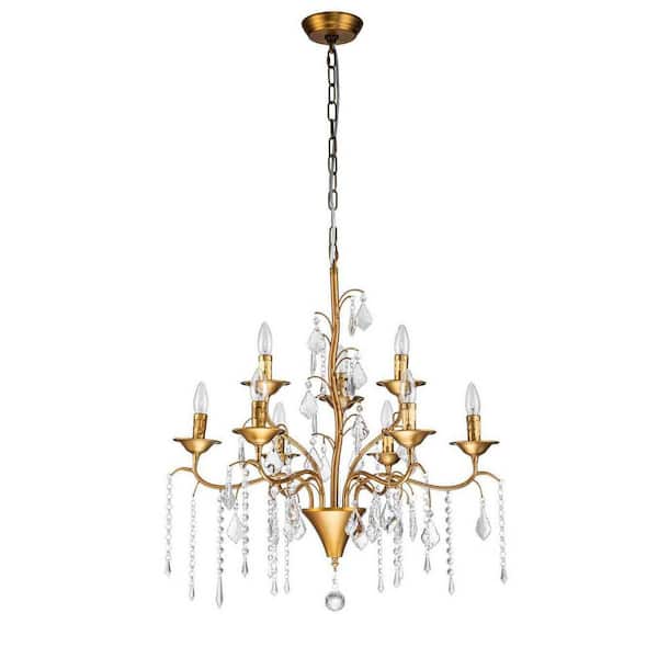 ELE Light & Decor Beaufort 9-Light Gold Crystal Chandelier