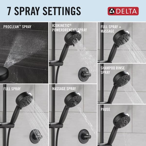 Delta 5-Spray Settings Wall Mount Handheld Shower Head 1.75 GPM in Matte  Black 75511BL - The Home Depot