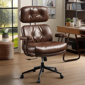 Allwex Kro Suede Swivel Ergonomic Office Task Chair in Dark Brown