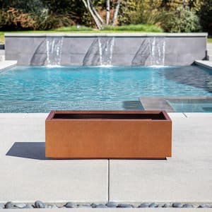 Long Box Wide Rust Corten Steel Metal Rectangular Planter