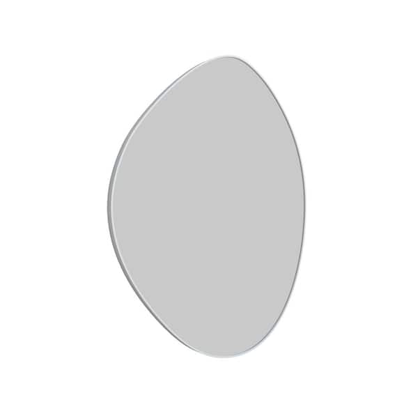 Glass Warehouse Starla 28 in. W x 36 in. H Framed Pebble Shape Vanity Mirror in White