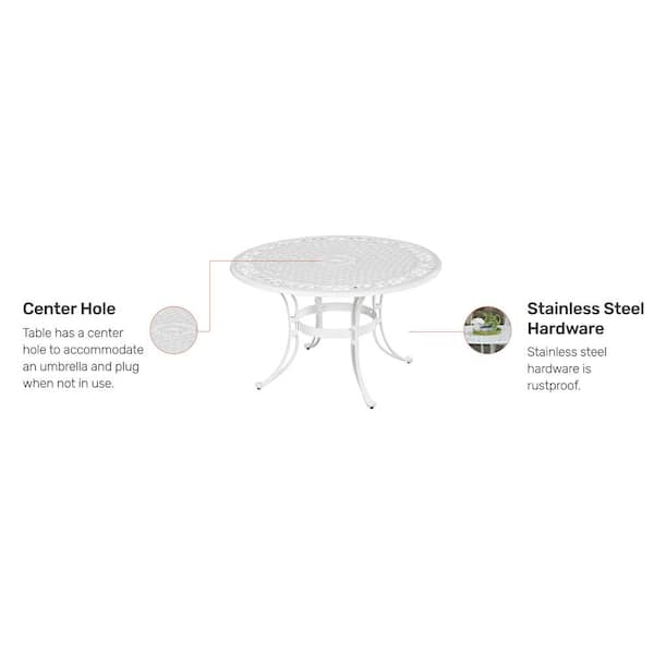 white aluminium dining table