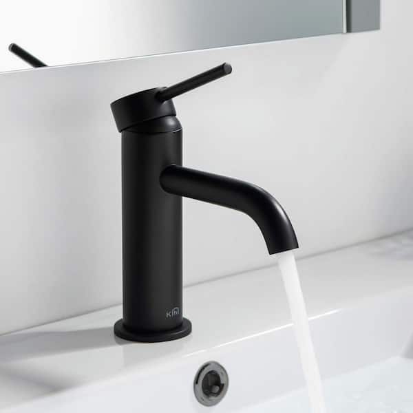 Single Handle Lever Handle Single Hole Bathroom Sink Faucet with Supply Lines and Pop-Up Drain in Matte Black