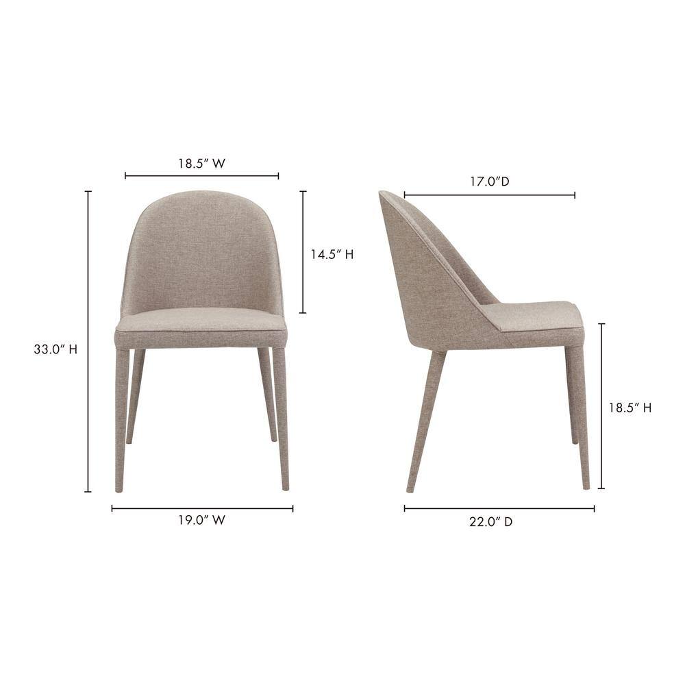 Light Grey Upholstered Iron Dining Chair Set with Foam Cushion
