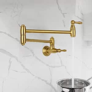 Wall-Mounted Pot Filler Faucet in Brushed Gold