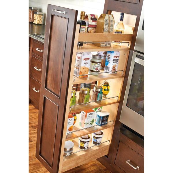 Rev A Shelf 43 375 In H X 5 W 22 D Pull Out Wood Tall Cabinet Pantry 448 Tp43 1 D Pull Out Wood Tall Cabinet Pantry, Cabinet Pull Out Shelves Home Depot