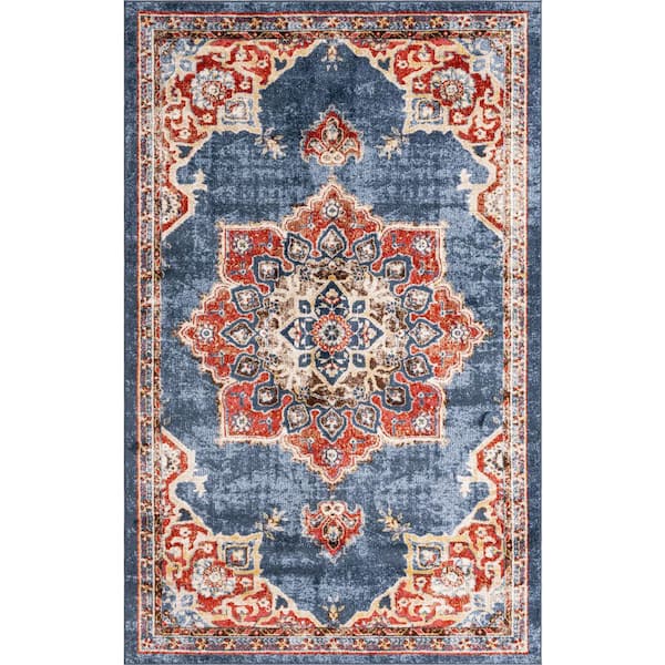 Unique Loom Utopia Collection Traditional Classic Vintage Inspired Area Rug  with Warm Hues, 9' x 12' 2 Rectangle, Dark Blue/Beige