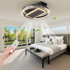 20 in. W Indoor Black Modern Leafless Ceiling Fan with Remote Control Removable and Washable Ceiling Light Fixture