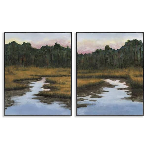 Stupell Industries Natural Creek in Countryside by Michael Willett 2 Pieces Black Framed Nature Giclee Art Print 30 in. x 24 in.