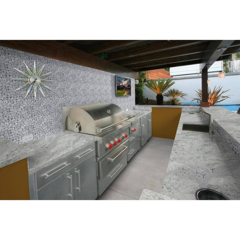 Silver Pebble Stone 12x12 Mosaic Tile