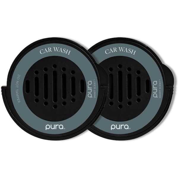 Pura Car Wash - Fragrance Refill for Car Diffuser - Up to 30-Days of Scent for Your Car Per Refill - (2) Pack - Black