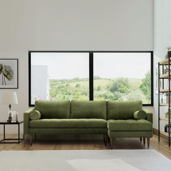 Poly and Bark Napa 104.5 in. Fabric Right Facing Sectional Sofa in Distressed Green Velvet LR 565 RS 3