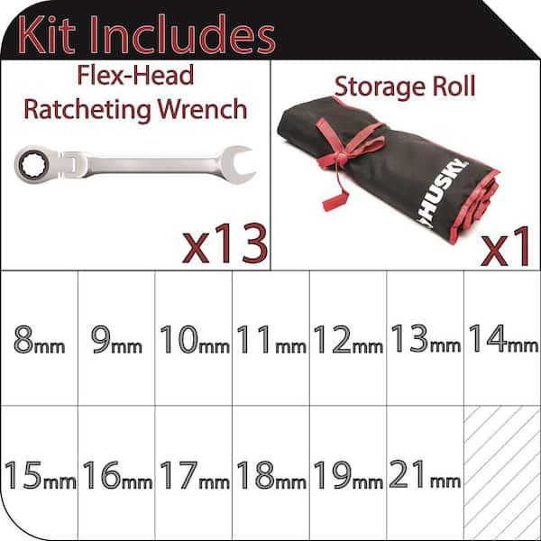 Husky 10 mm Flex Head Ratcheting Combination Wrench