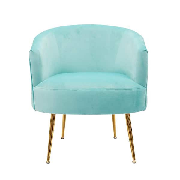 STICKON Light Green Velvet Arm Chair with Gold Metal Legs (Set of 1)