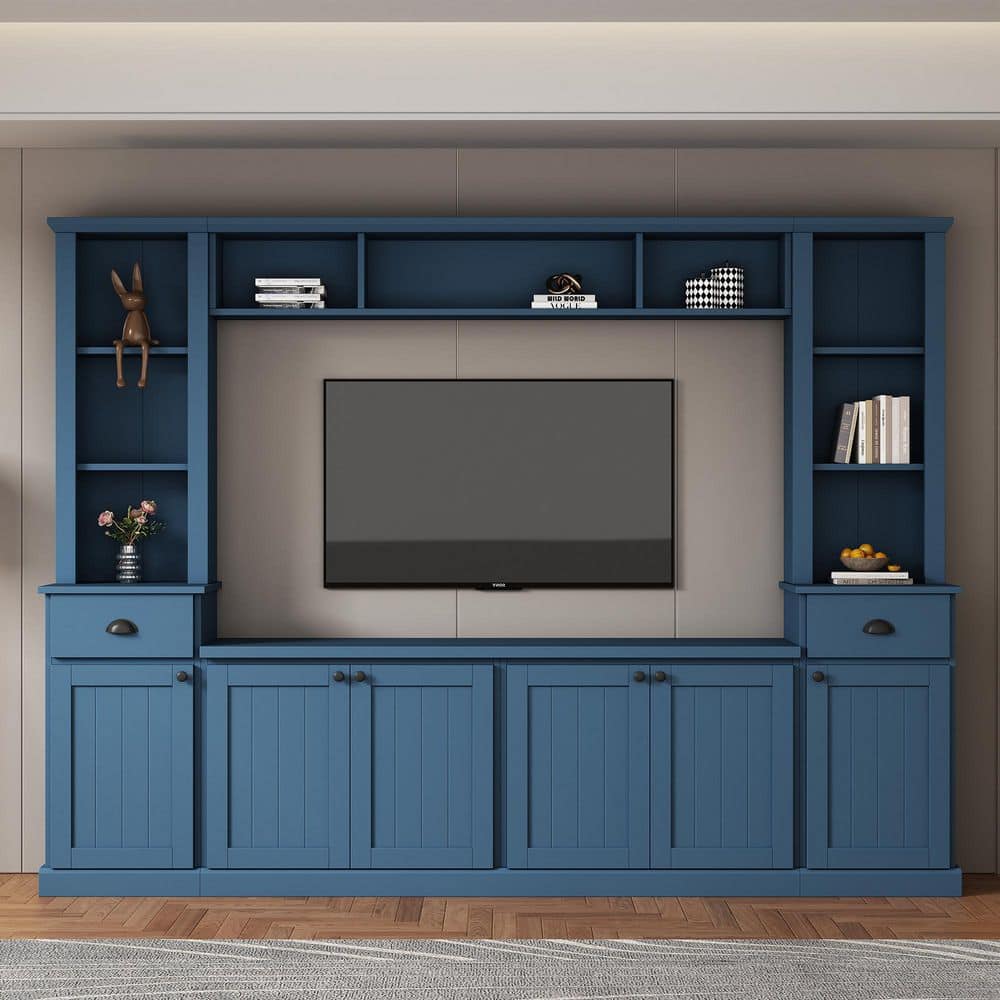 Blue Minimalist Entertainment Center Fits TV's up to 75 in. with Bridge and Adjustable Shelves price history on PriceWatchPro