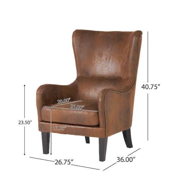Noble House Lorenzo Brown Polyester High Back Club Chair Set of 2 115899 The Home Depot