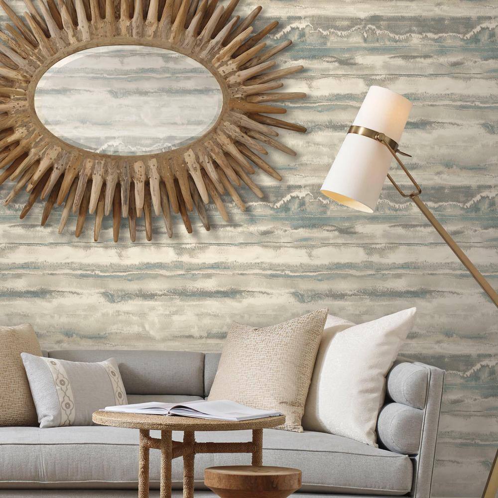 Blue and Taupe Abstract Peel and Stick Vinyl Wallpaper Roll