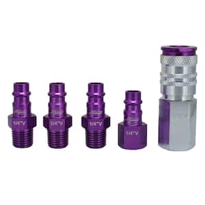 ColorFit by Milton Highflowpro Coupler and Plug Kit - (V-Style Purple) - 1/4 in. NPT (5-Piece)