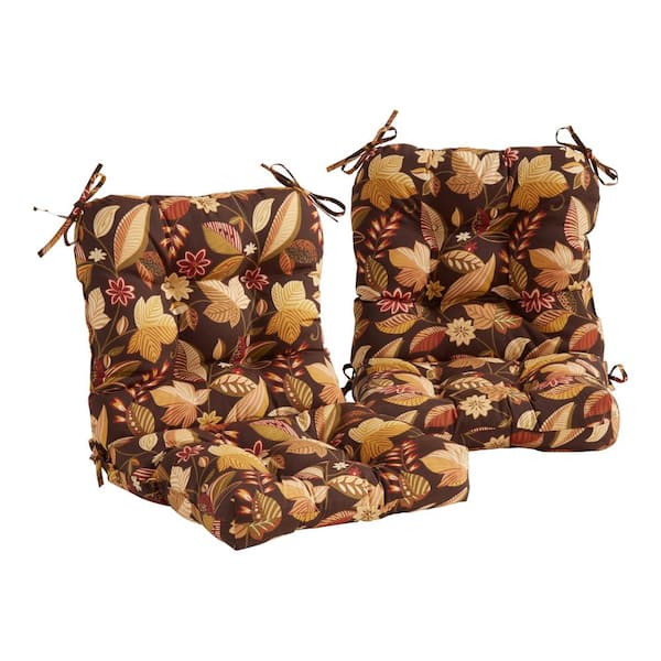 Greendale Home Fashions 19 in. x 19 in. 1-Piece Mid-Back Outdoor Dining Chair Cushion 2-Pack in Timberland Floral