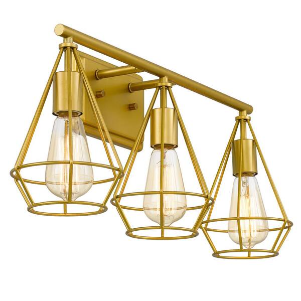 Worldwide Lighting Crusoe 25 5 In X 7 25 In X 10 75 In 3 Light Luxury Gold Vanity Light E025 021 The Home Depot