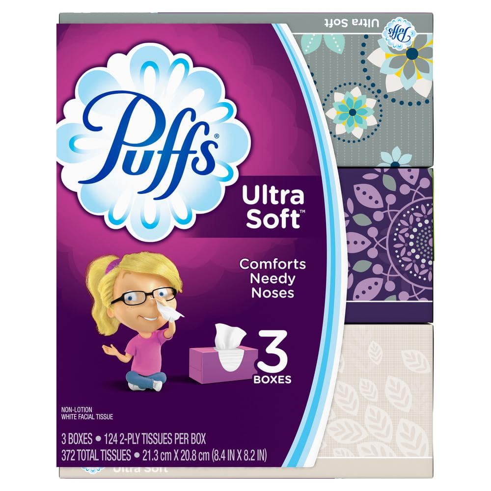 Puffs Ultra Soft Facial Tissue 2-Ply (124 Count) (3 Pack) 003700035520 -  The Home Depot