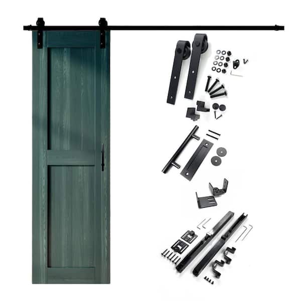 HOMACER 22 in. x 84 in. H-Frame Royal Pine Solid Pine Wood Interior Sliding Barn Door with Hardware Kit Non-Bypass