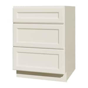 LaPort Assembled 36x34.5x24 in. Base Cabinet with 3 Drawers in Classic White