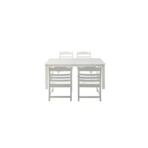 5-Pieces White All Weather HIPS Outdoor Dining Set, 4 Dinning Chair and 1 Rectangular Dining Table, for Gardens Patio