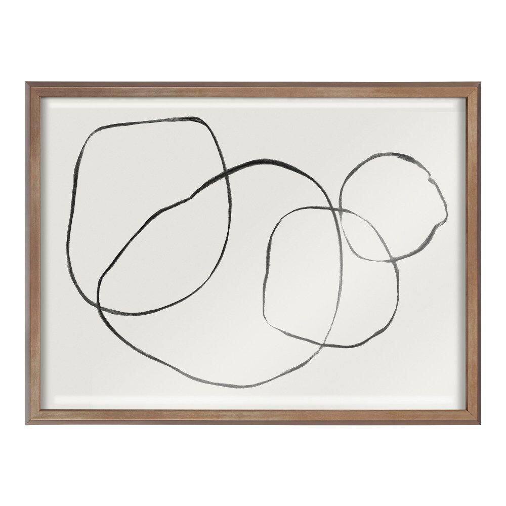 24" x 18" Abstract Black and White Glass Print with Wood Frame