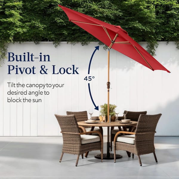 10 ft. crestridge steel market outdoor patio umbrella in sling Elm / Cantilever Hanging providing maximum protection and longevity Outdoor Steel Striped Market Patio